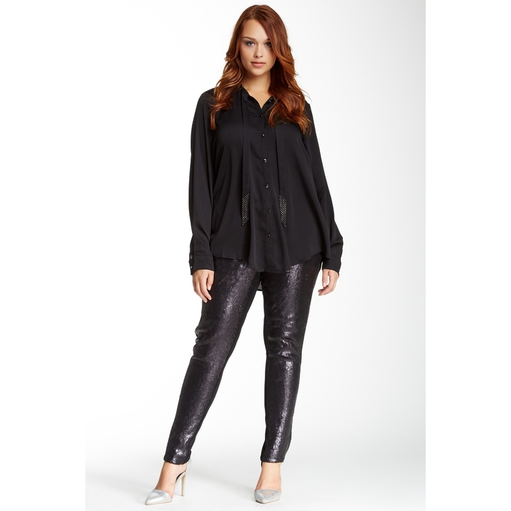 Mynt 1792 Edith Sequin Front Party Pant Black